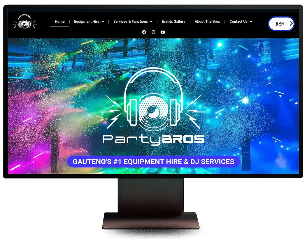 Party Bros Desktop Website View